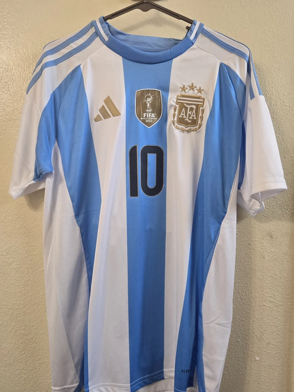 Argentina #10 Soccer Jersey - Light Blue & White MENS SMALL
